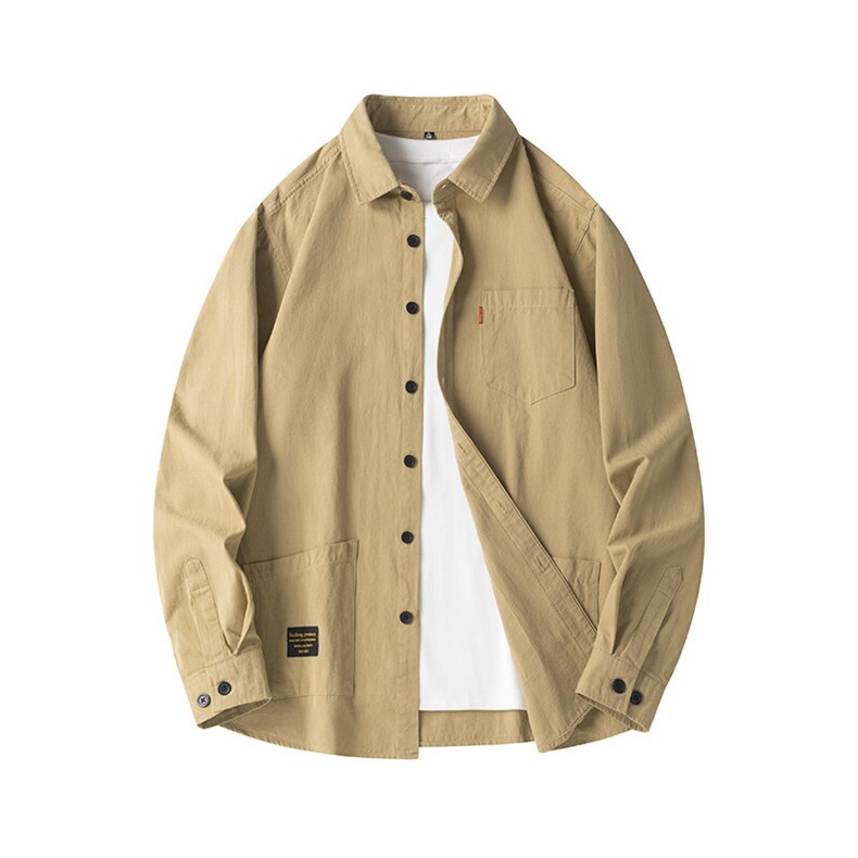 25年春季全棉纯色衬衫长袖大码宽松落肩现货DS-C323-1-8118-P45，男装衬衫，电商C323-1