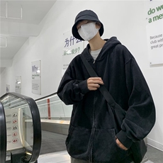 22年新款潮做旧水洗连帽卫衣ins嘻哈暗黑风拉链外套FA14P58，男装卫衣，星座1116-2