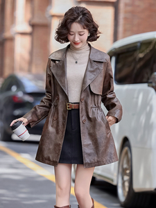 狐狸毛领蛋白皮衣外套女2024冬季新款加绒加厚修身中长款棉服欧货图片