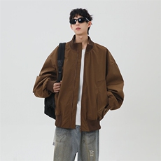 港风日系复古设计感拼接高领开衫夹克外套XZ213-JK4000-P60控88，男装夹克，星座213