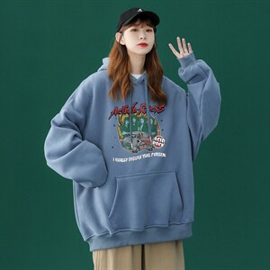 ！ 2024春季新品设计感小众欧美印花连帽卫衣 W242 P35控48图片