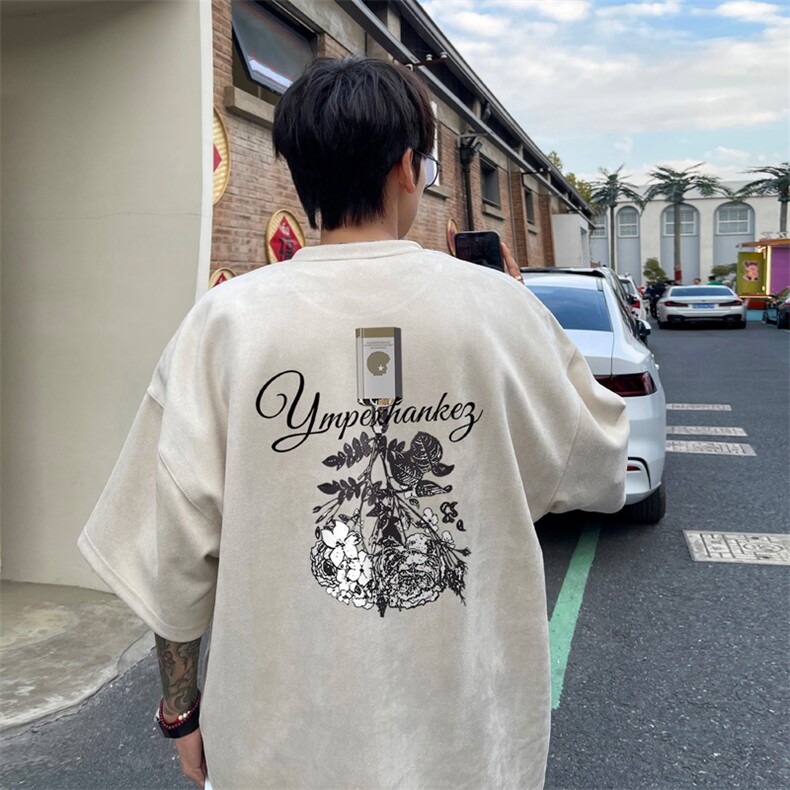 量大优供视频重磅麂皮绒短袖T恤男JPDX193-特P19,男装T恤,电商B367