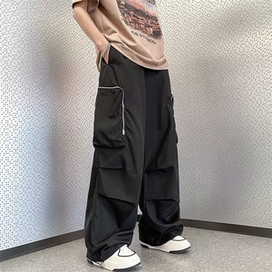 美式街头拉链装饰工装裤子男宽松直筒显瘦运动裤长裤 K65图片