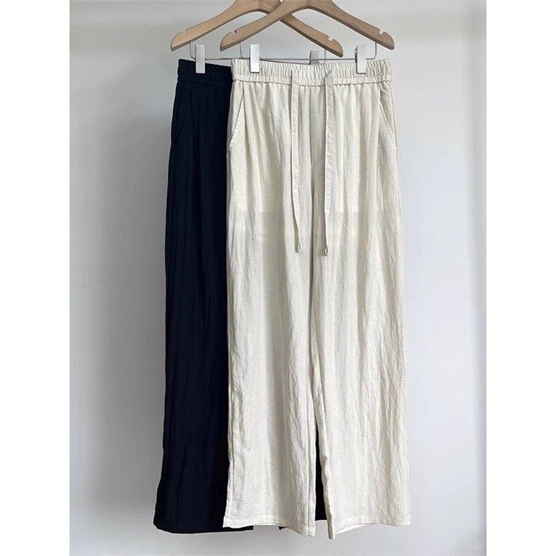 【现货量大价优】亚麻凉感休闲西裤复古宽松直筒阔腿裤K08002P50，男装西裤，星座1004（原星座815-3）