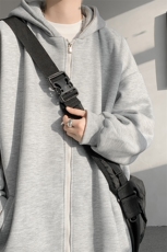 5XL-M潮流大码卫衣男休闲宽松情侣开衫连帽纯色卫衣外套WY07P38，男装卫衣，电商D206-1