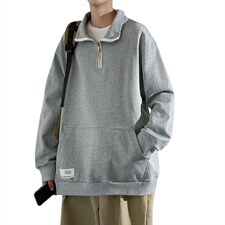 秋季上衣男拉链半高领卫衣男装港风长袖t恤男外套男W107-P38，男装卫衣，星座815-2
