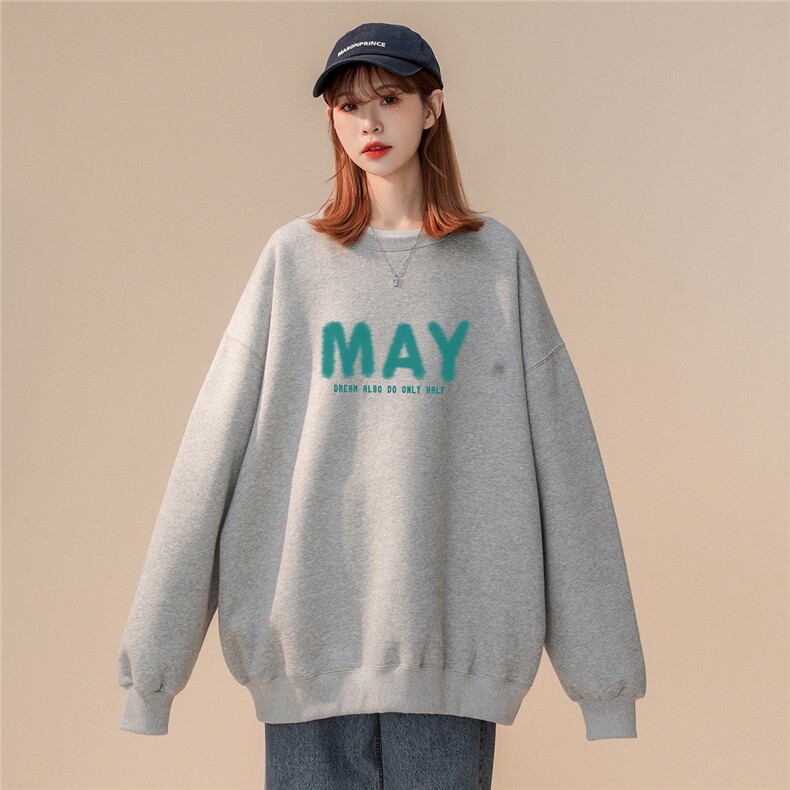 欧美简约时尚MAY情侣潮长袖圆领卫衣宽松上衣W168P30控48,男装卫衣,A247A