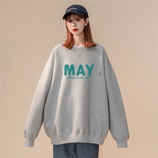 欧美简约时尚MAY情侣潮长袖圆领卫衣宽松上衣W168P30控48，男装卫衣，A247A