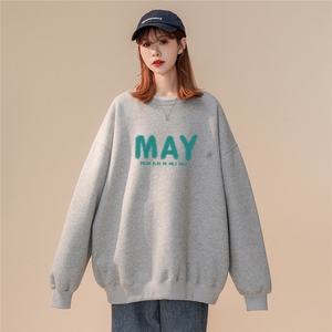 欧美简约时尚MAY情侣潮长袖圆领卫衣宽松上衣 W168 P30控48图片