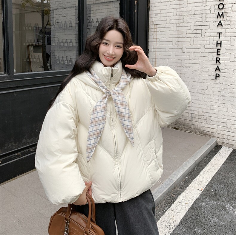 【已出货】双面穿短款90白鹅绒羽绒服帽子可拆卸2527-P380-K495,女装羽绒服,2C127