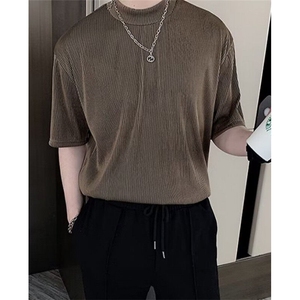 日常潮夏季男时尚潮牌圆领新款ins五分袖潮流T恤标准慵懒 TT08图片