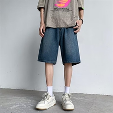 配腰带高街牛仔裤男韩版潮流帅气2024夏季新款ins五分裤RK638-P38，男装牛仔裤，星座412-3