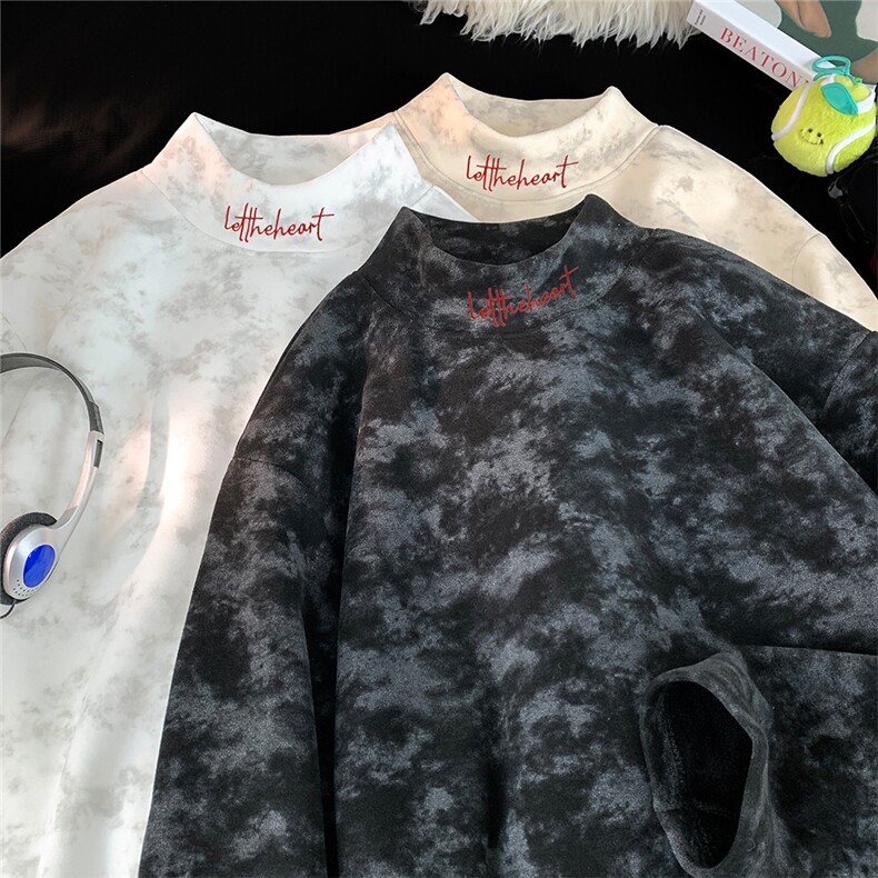 刺绣扎染半高领德绒长袖保暖打底衫ZDR2506-P25/ZDR2506JR-P35，男装T恤，电商B219A