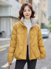短款菱格羽绒服女2025冬装新款白鸭绒时尚面包服小个子宽松厚外套，女装羽绒服，梦懿尔