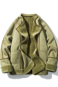 1日系白底皮毛一体棉衣男高级感轻奢机车棉服男外套8708P158控228图片