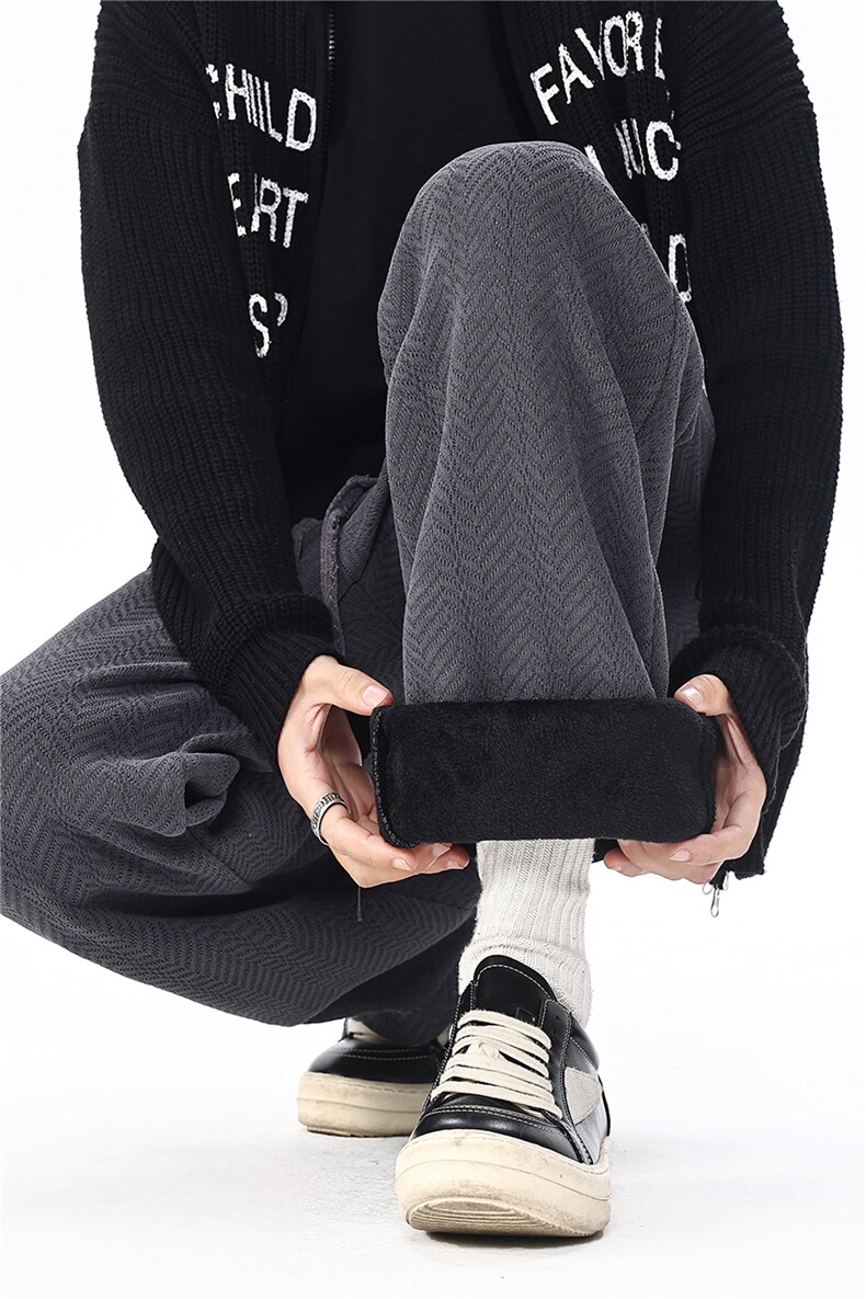 雪尼尔人字纹休闲裤子男冬季加绒高个子KZ090加长-KZ090加长加绒,男装卫衣,电商B312