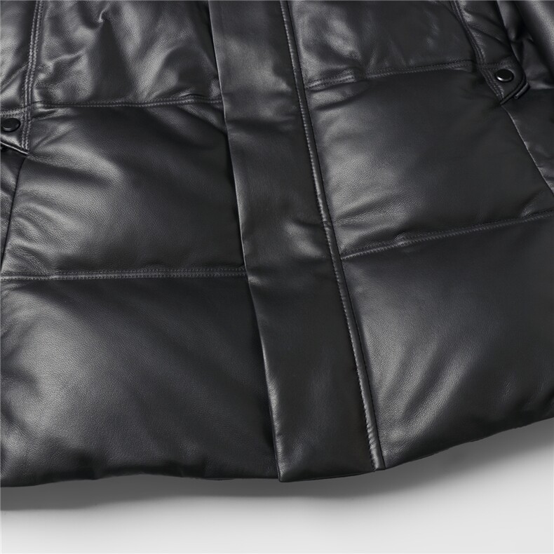 男士冬季新款真皮羽绒服连帽中长款绵羊皮外套保暖鹅绒风衣外套厚,男装风衣,电商B360A（原721A）