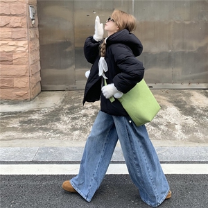 A565-P100 羊羔毛拼接棉服短款2025冬新款韩版加厚外套图片