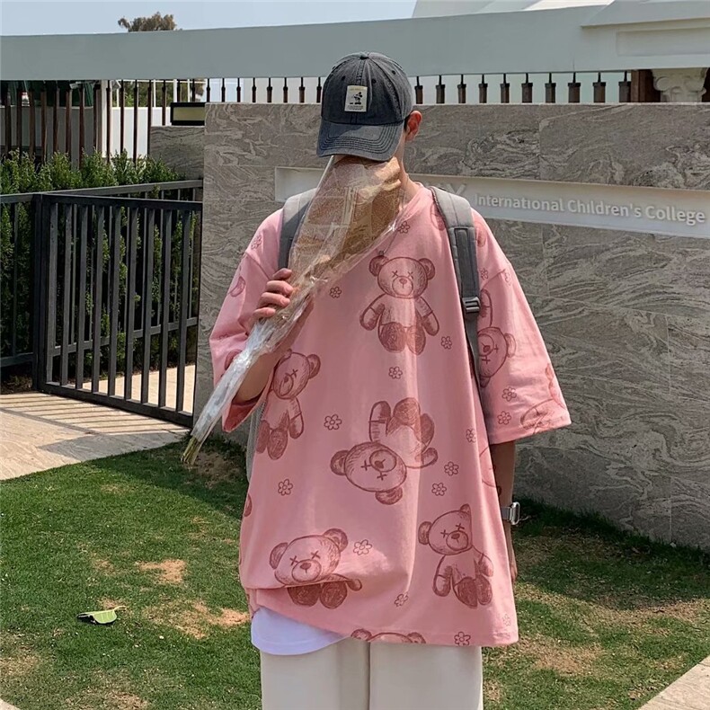 宽松城市风貌T恤五分袖时尚潮牌男日常圆领青春流行印花嘻哈夏季,男装T恤,星座1013
