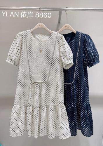 点点连衣裙，女装连衣裙，依岸