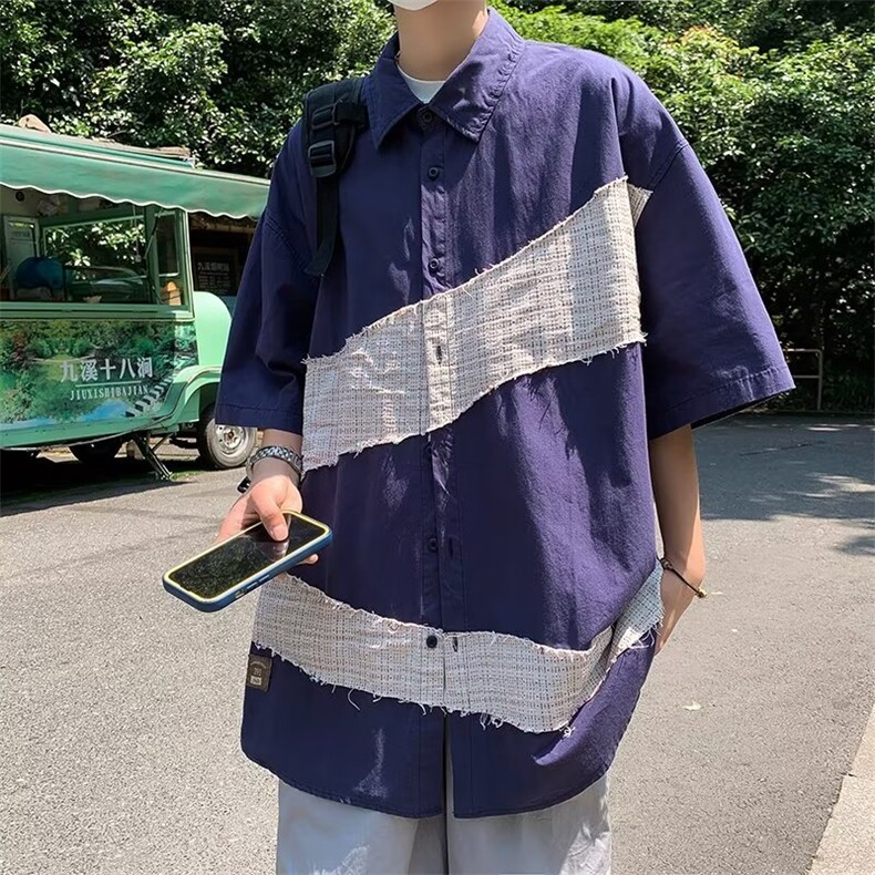 夏季新款衬衫潮流慵懒男方领衬衫P35,男装衬衫,星座1116-2