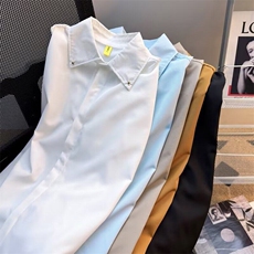文艺潮流长袖高级感纯色衬衫男慵懒气质新款日系百搭无品牌时尚，男装工装外套，星座1013