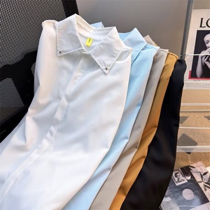 文艺潮流长袖高级感纯色衬衫男慵懒气质新款日系百搭无品牌时尚图片