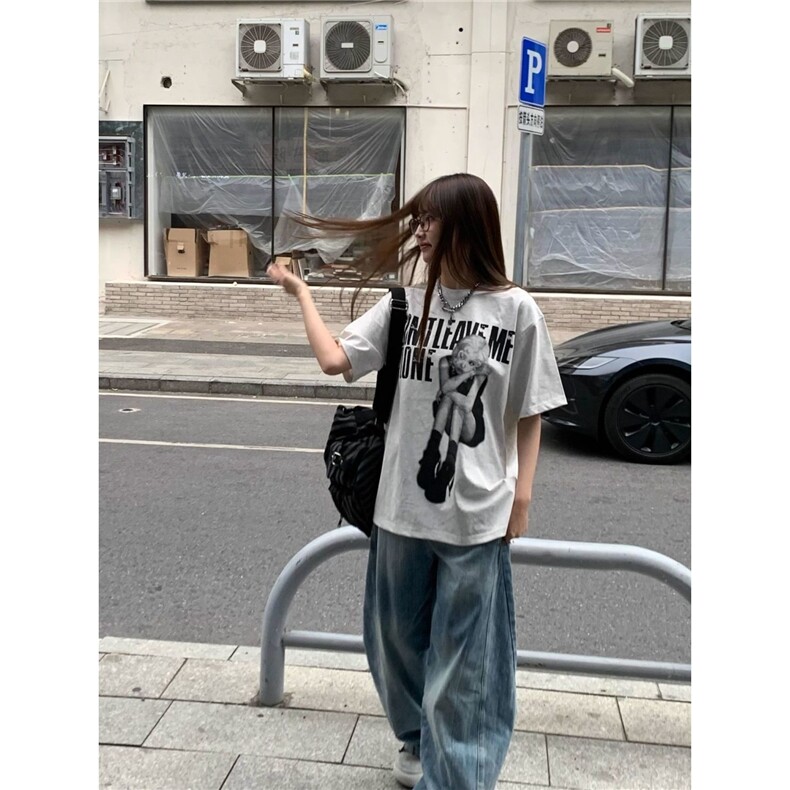 潮美式复古人像印花嘻哈街头风宽松舒适透气凉感短袖TDT005,男装T恤,星座516A