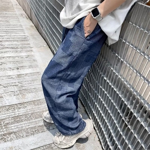 牛仔裤男宽松直筒春秋季新款港风百搭休闲长裤子kQ12图片