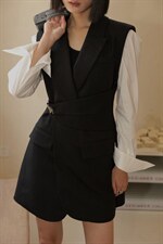 金属细节感马甲连衣裙，女装马甲，GN