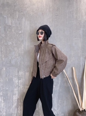 【现货】来袭，时尚暗纹皮衣外套！设计款！，女装皮衣，S.S