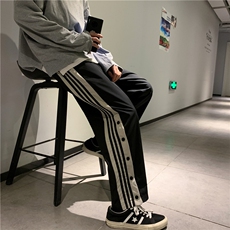 K3007/P30春夏2023新款休闲裤男排扣开衩运动大码宽松阔腿裤控58，男装休闲裤，电商A141