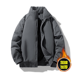 现货美式高街休闲棉衣夹克三防立领纯色户外工装加厚棉服外套图片