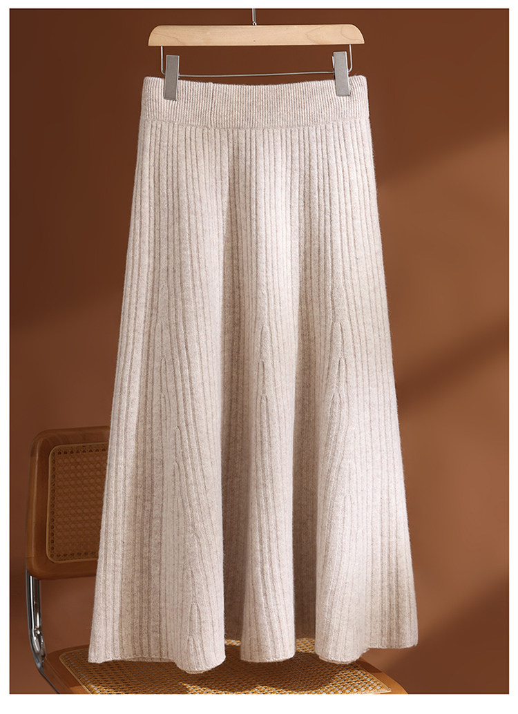 2025年秋季时尚中长款并花长裙，女装半身裙，玛莎羊绒