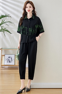现货！！印花拼接套装女2024夏季新款气质时尚洋气优雅两件套图片