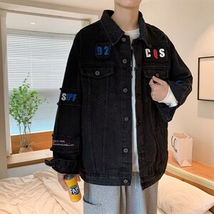 男秋季外套潮牌街头牛仔夹克R002P65图片