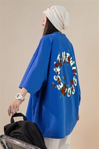 中性风  春夏新款宽松玫瑰花朵印花休闲短袖T恤T6047 P25控38图片