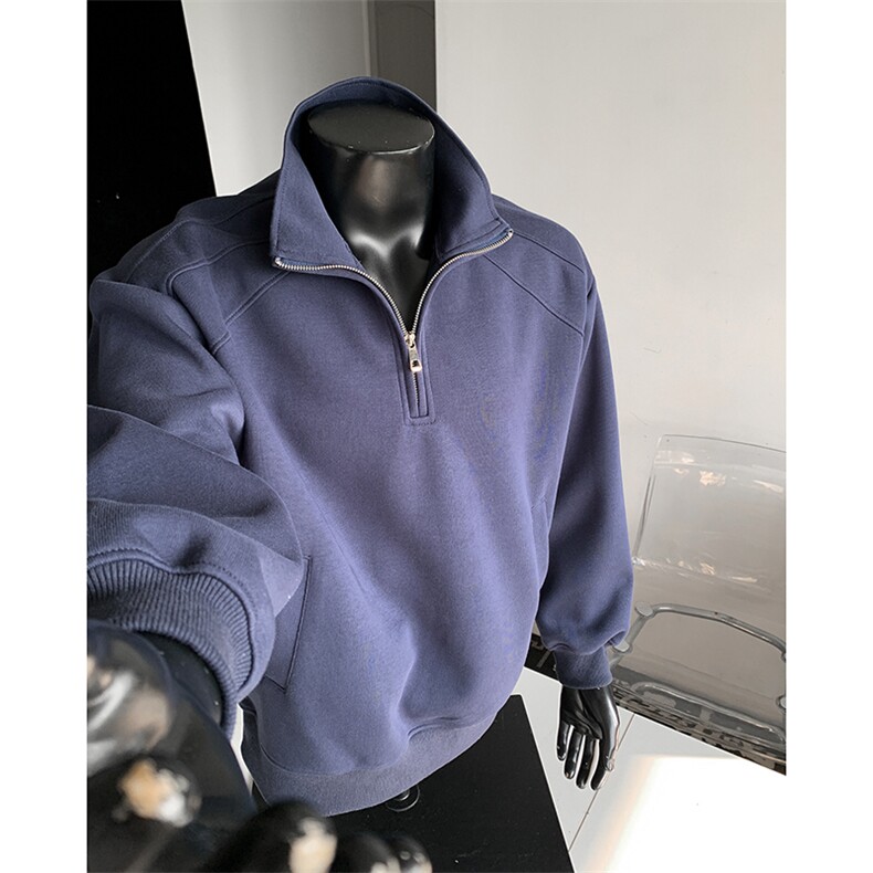 65棉重磅450克拼接圆领短宽套头拉链POLO衫外套男RH5316-P49,男装Polo衫,星座610B-1