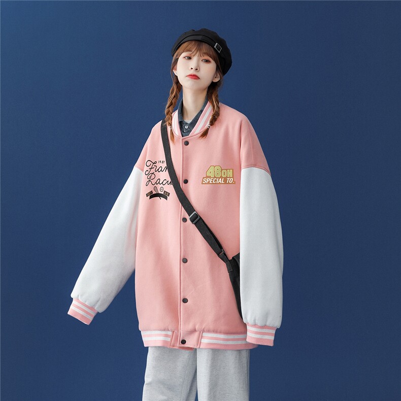 中性风2026秋季新款港风潮牌印花拼色棒球服夹克G96p65控88---,男装夹克,A247A