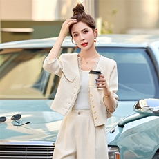 小香风时尚套装女2025春季新款休闲百搭显瘦超好看阔腿裤两件套，女装套装/套裙，美沁