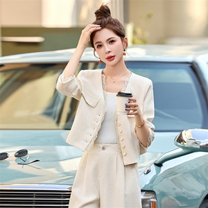 小香风时尚套装女2025春季新款休闲百搭显瘦超好看阔腿裤两件套图片
