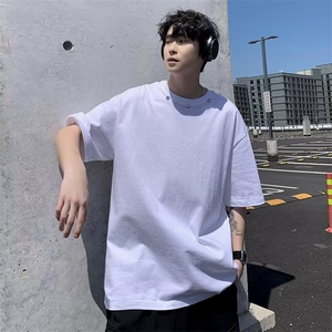 白色短袖t恤男款夏季铆钉设计感小众重磅宽松半袖体恤衫 NM05图片