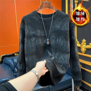 【003】满天星长袖加绒卫衣亮片渐变破洞圆领 A079-WY501-P43图片