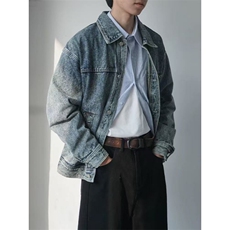 美式复古经典水洗牛仔外套男宽松做旧潮流vintage丹宁夹克NB11P70，男装工装外套，电商D256-2(原A064-2)