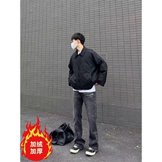美式复古闪电裂纹牛仔裤加绒加厚直筒裤拖地阔腿裤K8002-P52网图，男装牛仔裤，电商B245