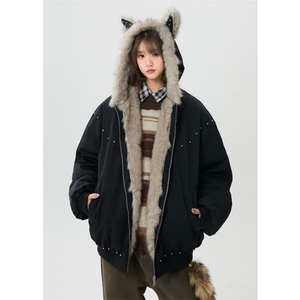 1506A/GAD98100/P99万有引力博物馆毛绒连帽棉服女