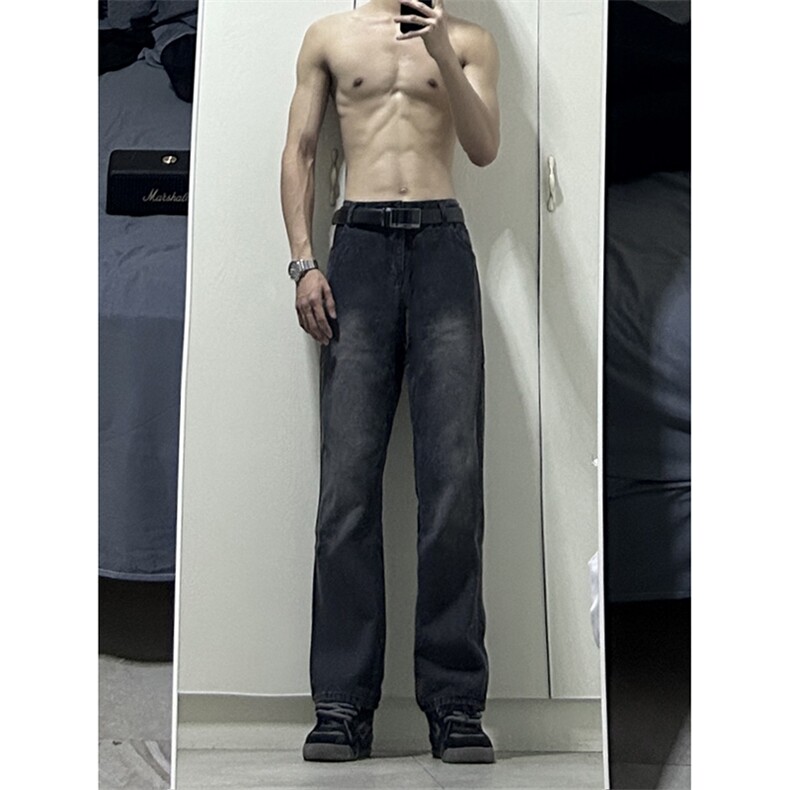 B221美式ins高街小众百搭纯色微喇牛仔裤LK22087-P55控78,男装牛仔裤,电商B221