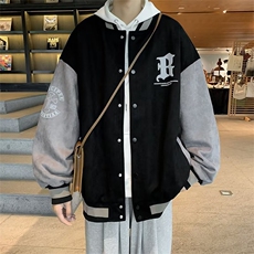 2023春季新款鹿皮绒棒球服外套男上衣服JK07503-P63，男装夹克，星座308B-1