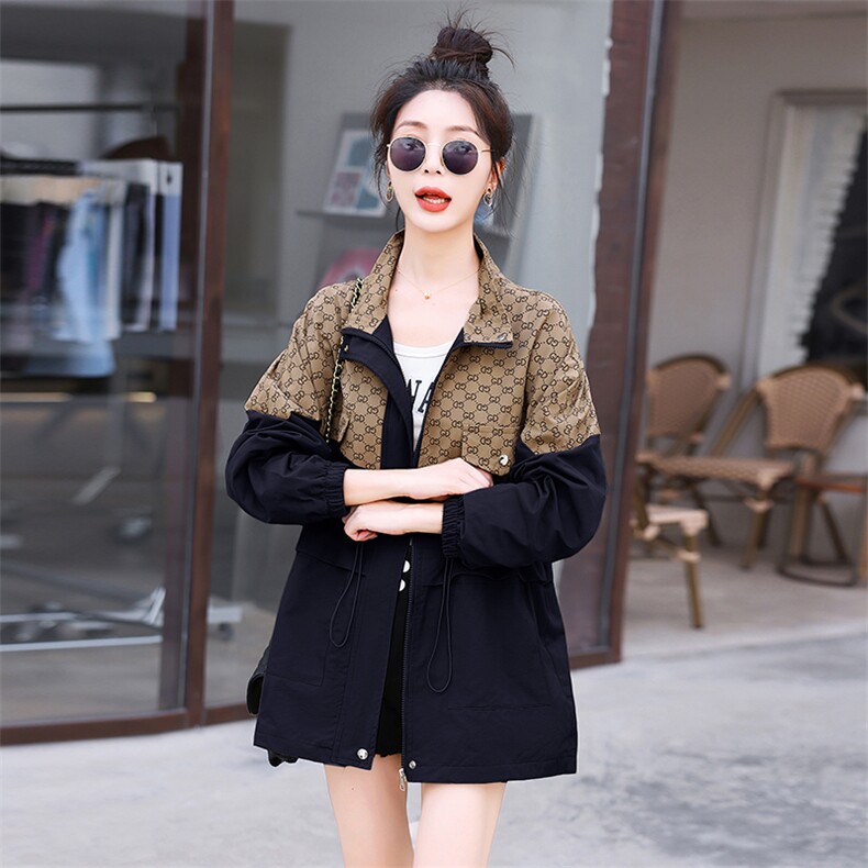 2023秋装时尚撞色拼接收腰显瘦时尚女士风衣，女装风衣，木子恋