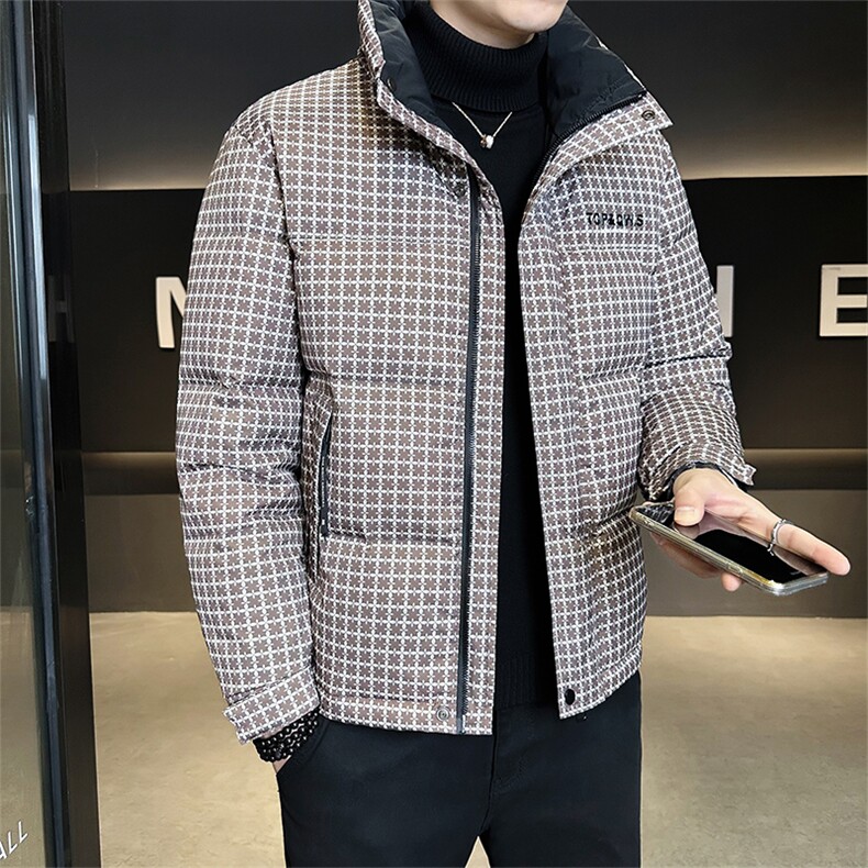 标50绒店主风2025新款男士格子立领羽绒服2503-P195(控券后288),男装羽绒服,电商B328